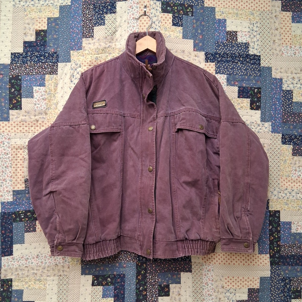 Vintage Columbia Womens Canvas Jacket Southwestern Fleece Lined Purple Large